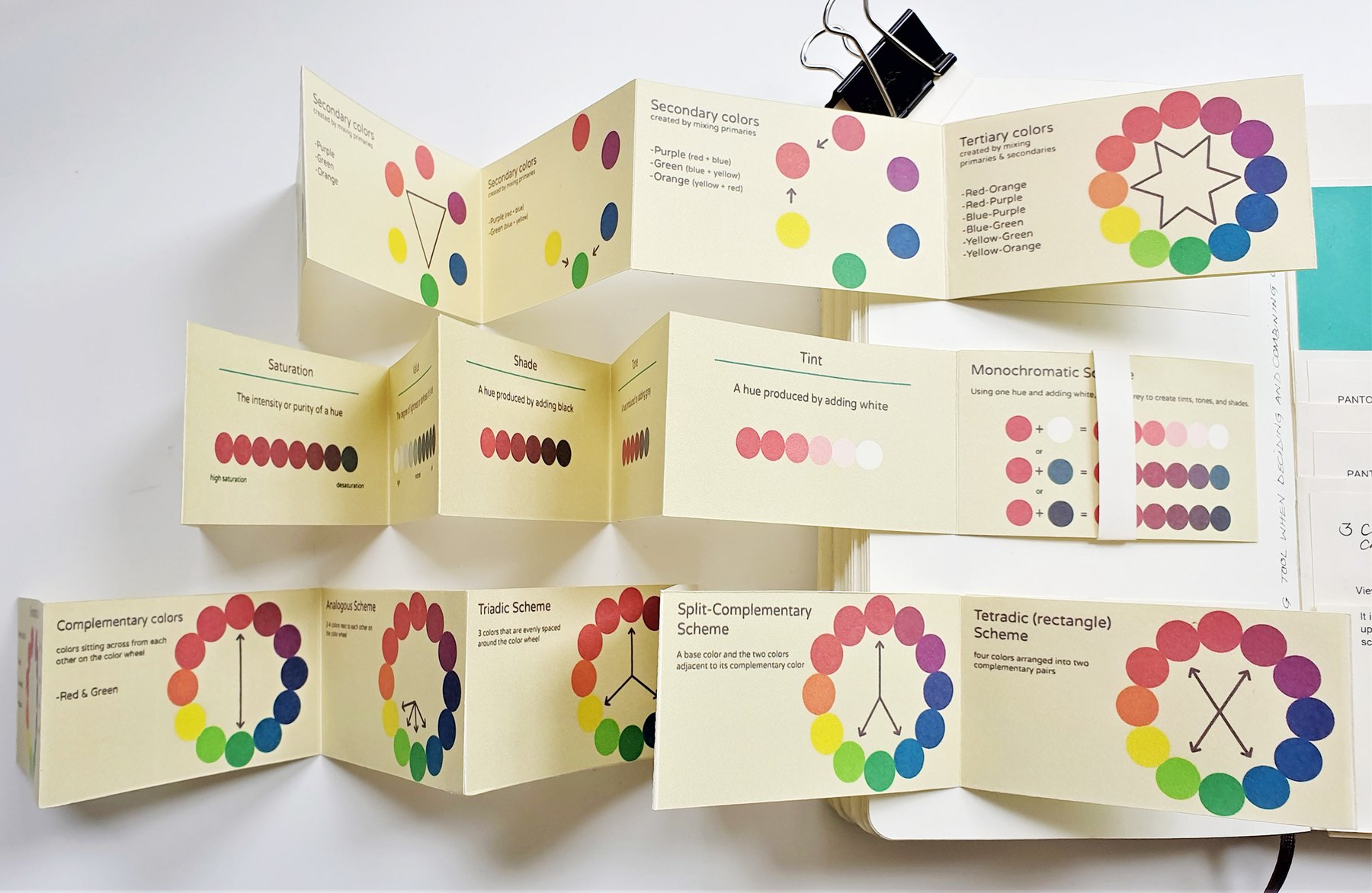 Moleskine showing colour theory in fold out booklets