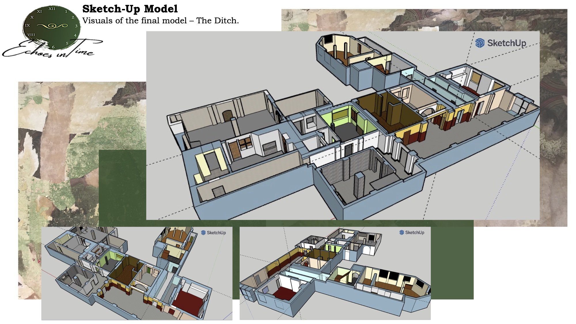 Digital model of Shoreditch Town Hall (The Ditch) created with Sketchup