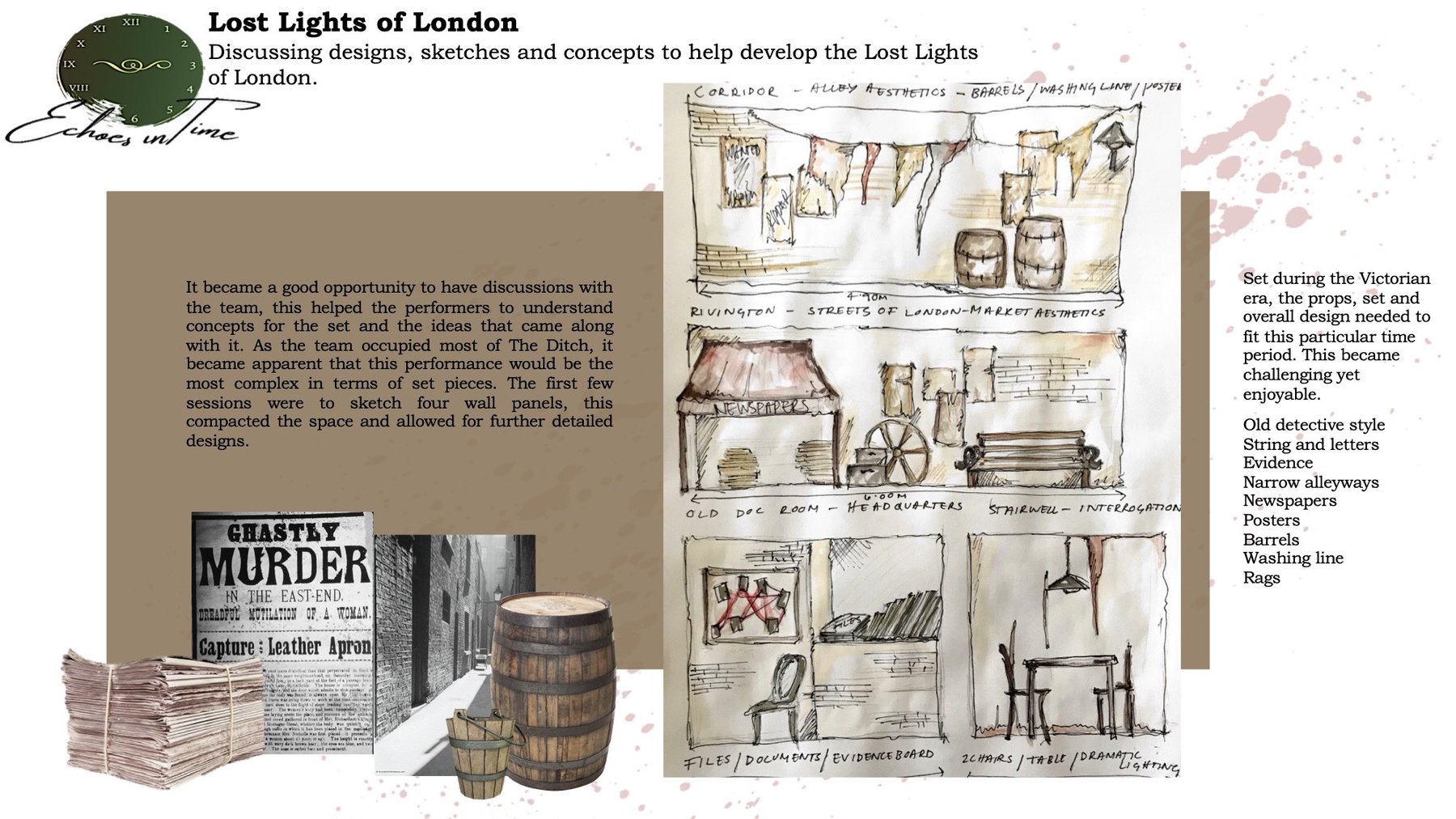 Inital sketches and ideas for the Festival piece Lost Lights of London