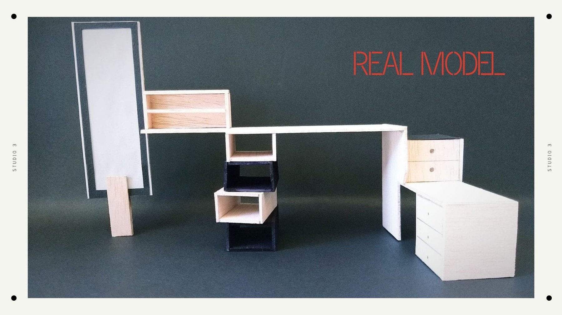 A physical model of a bespoke piece of furniture.