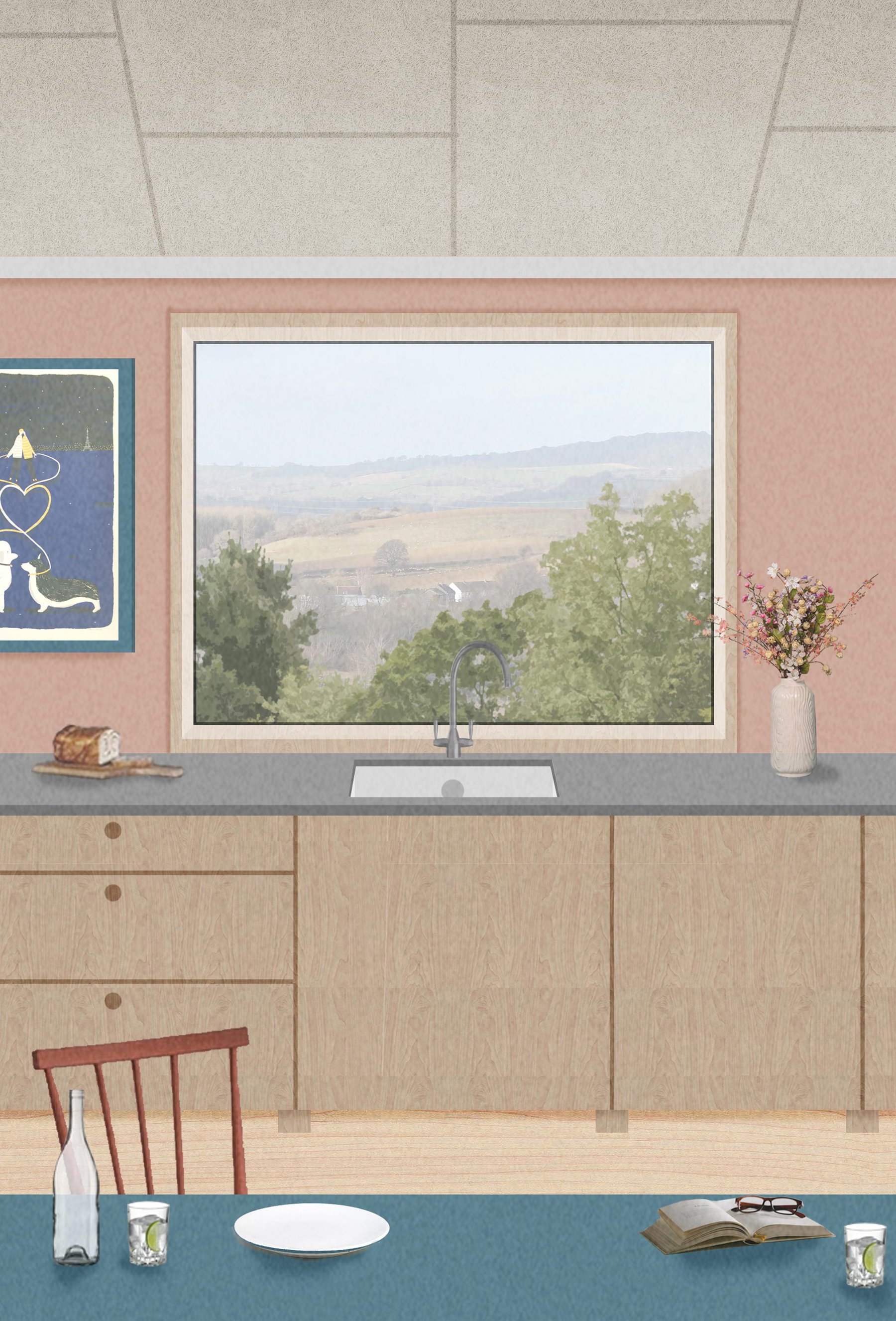 Morgan Davies, Interior Perspective, Kitchen still with view of wider landscape.jpg